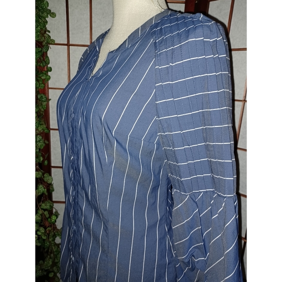 Anthropologie Belle Vere Pleated Striped Blouse - Picture 6 of 16